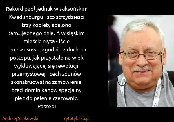 Andrzej Sapkowski: Rekord padł jednak w saksońskim Kwedlinburgu - sto...