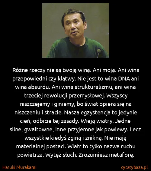 Haruki Murakami: Różne rzeczy nie są twoją winą. Ani moją. Ani wina...