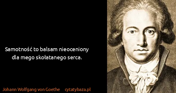 Johann Wolfgang von Goethe: Samotność to balsam nieoceniony dla mego skołatanego...