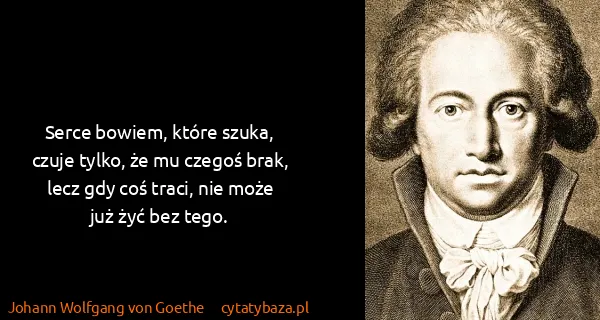 Johann Wolfgang von Goethe: Serce bowiem, które szuka, czuje tylko, że mu czegoś...