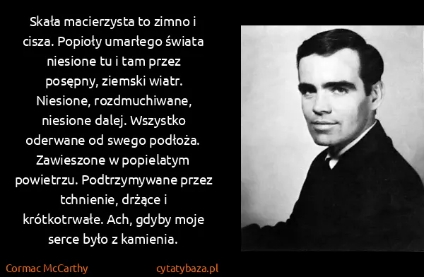 Cormac McCarthy: Skała macierzysta to zimno i cisza. Popioły umarłego...