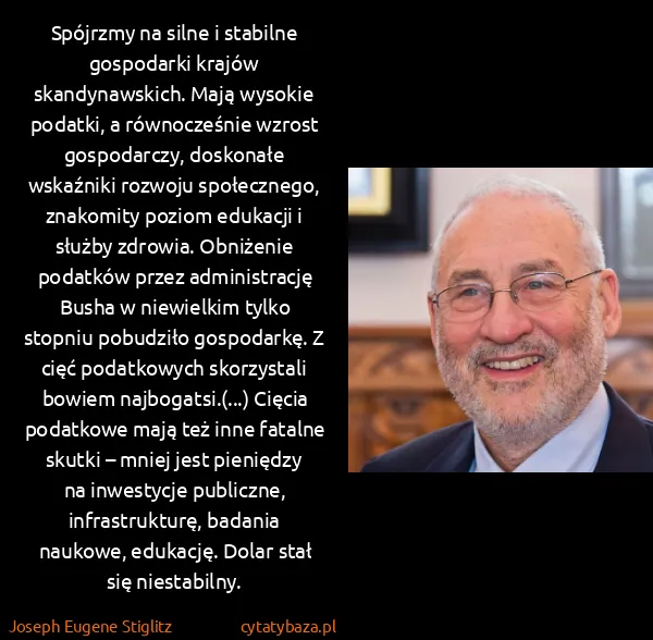 Joseph Eugene Stiglitz: Spójrzmy na silne i stabilne gospodarki krajów...