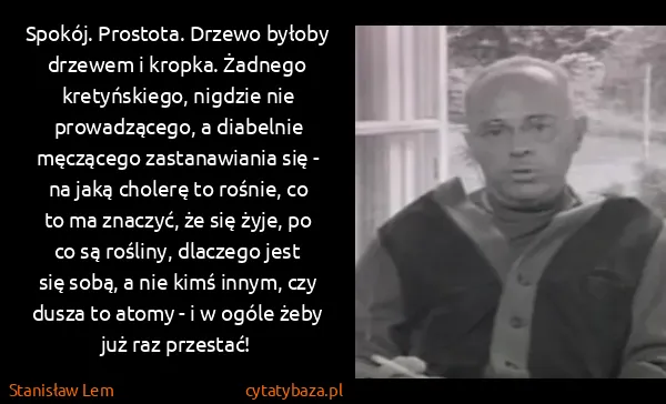 Stanisław Lem: Spokój. Prostota. Drzewo byłoby drzewem i kropka....