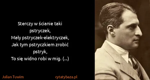 Julian Tuwim: Sterczy w ścianie taki pstryczek,
Mały...