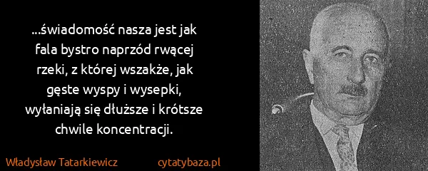 Władysław Tatarkiewicz: ...świadomość nasza jest jak fala bystro naprzód rwącej...