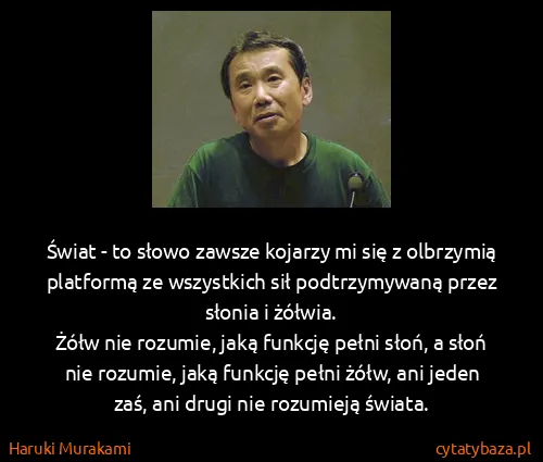 Haruki Murakami: Świat - to słowo zawsze kojarzy mi się z olbrzymią...