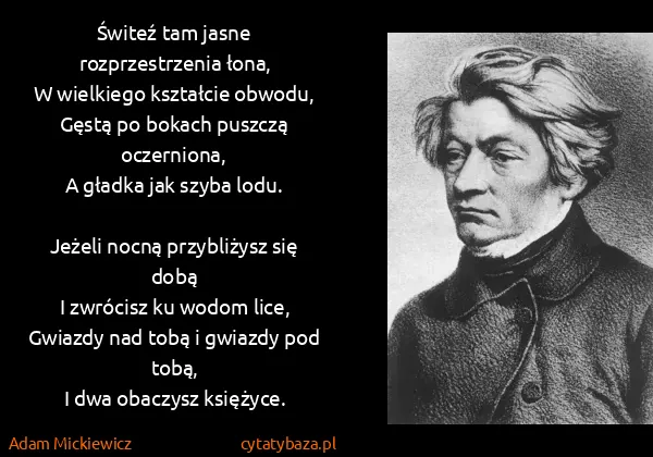 Adam Mickiewicz: Świteź tam jasne rozprzestrzenia łona,
W wielkiego...