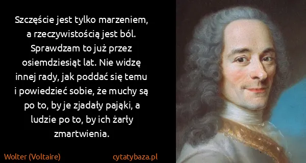 Wolter (Voltaire): Szczęście jest tylko marzeniem, a rzeczywistością jest...