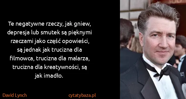 David Lynch: Te negatywne rzeczy, jak gniew, depresja lub smutek są...