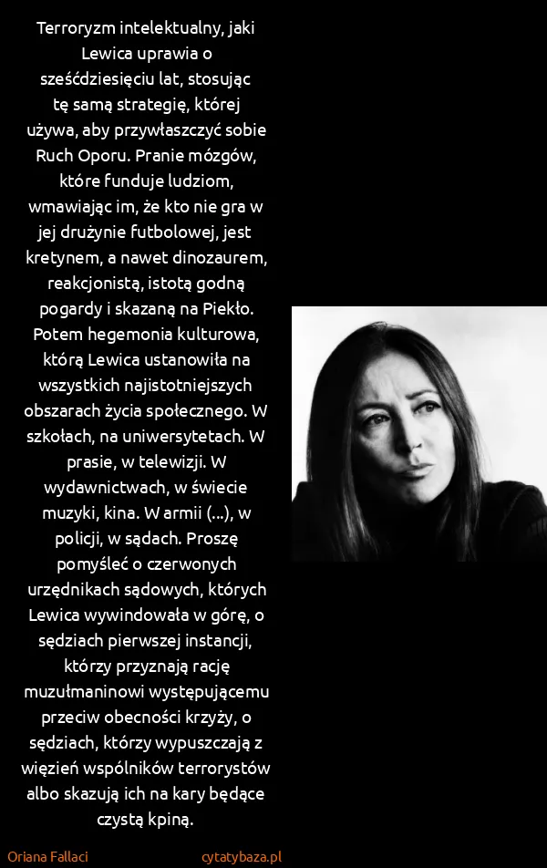 Oriana Fallaci: Terroryzm intelektualny, jaki Lewica uprawia o...