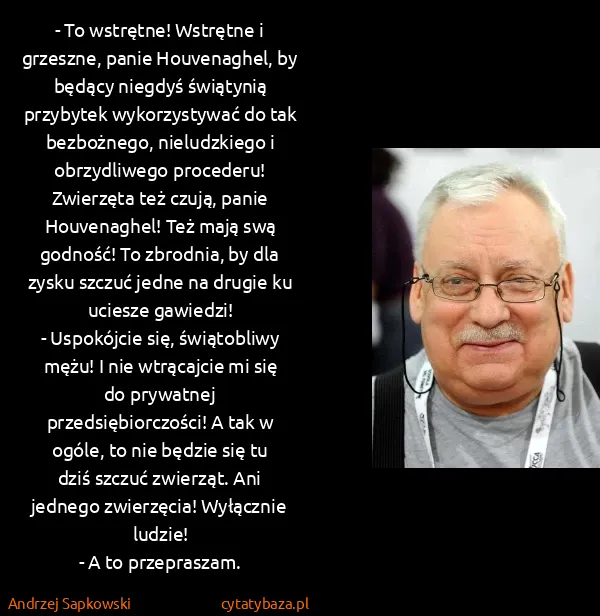 Andrzej Sapkowski: - To wstrętne! Wstrętne i grzeszne, panie Houvenaghel,...