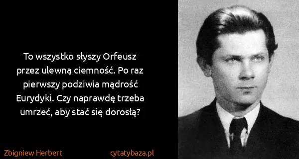 Zbigniew Herbert: To wszystko słyszy Orfeusz przez ulewną ciemność. Po raz...