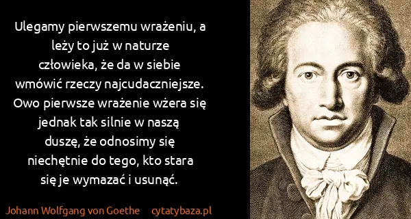 Johann Wolfgang von Goethe: Ulegamy pierwszemu wrażeniu, a leży to już w naturze...