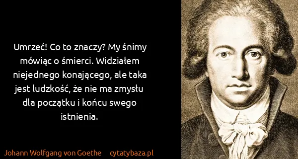 Johann Wolfgang von Goethe: Umrzeć! Co to znaczy? My śnimy mówiąc o śmierci....