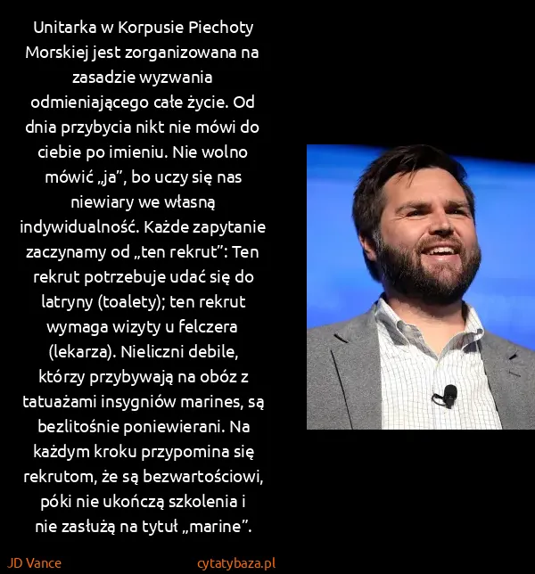 JD Vance: Unitarka w Korpusie Piechoty Morskiej jest zorganizowana...