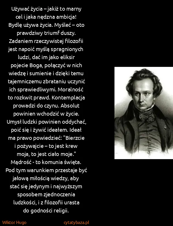 Wiktor Hugo: Używać życia – jakiż to marny cel i jaka nędzna ambicja!...