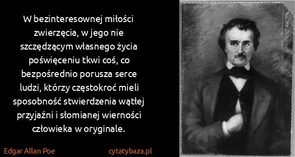 Edgar Allan Poe: W bezinteresownej miłości zwierzęcia, w jego nie...