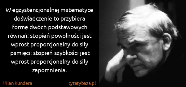 Milan Kundera: W egzystencjonalnej matematyce doświadczenie to...