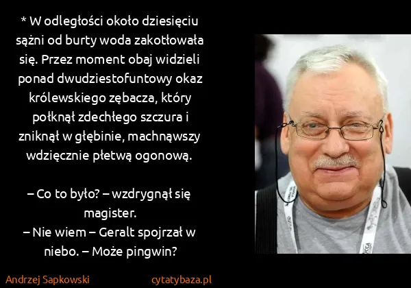 Andrzej Sapkowski: * W odległości około dziesięciu sążni od burty woda...