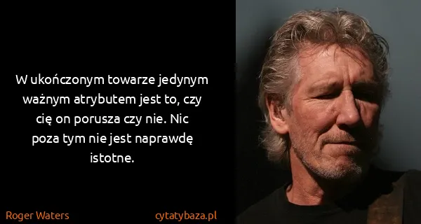Roger Waters: W ukończonym towarze jedynym ważnym atrybutem jest to,...