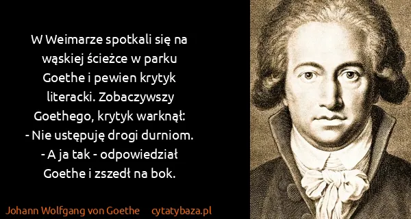 Johann Wolfgang von Goethe: W Weimarze spot­ka­li się na wąskiej ścieżce w par­ku...