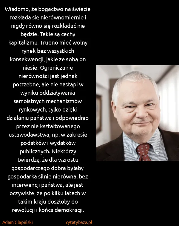 Adam Glapiński: Wiadomo, że bogactwo na świecie rozkłada się...