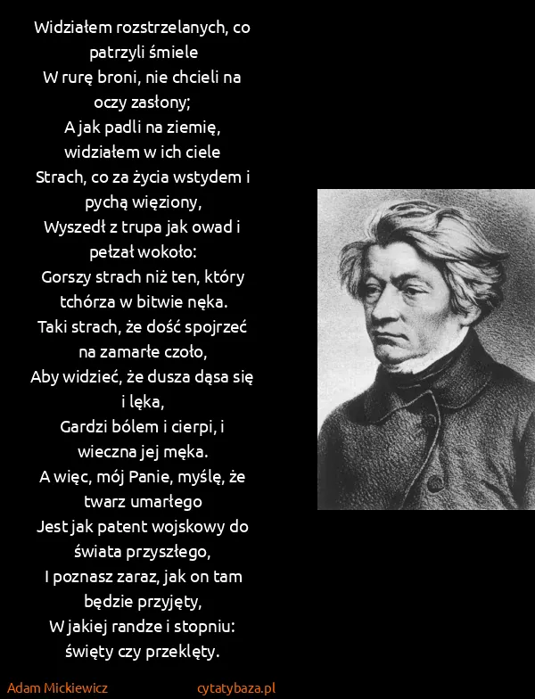 Adam Mickiewicz: Widziałem rozstrzelanych, co patrzyli śmiele
W rurę...
