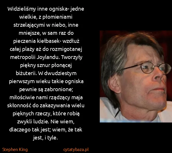 Stephen King: Widzieliśmy inne ogniska- jedne wielkie, z płomieniami...