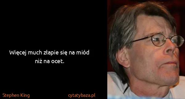 Stephen King: Więcej much złapie się na miód niż na ocet.