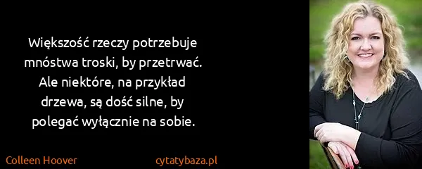 Colleen Hoover: Większość rzeczy potrzebuje mnóstwa troski, by...