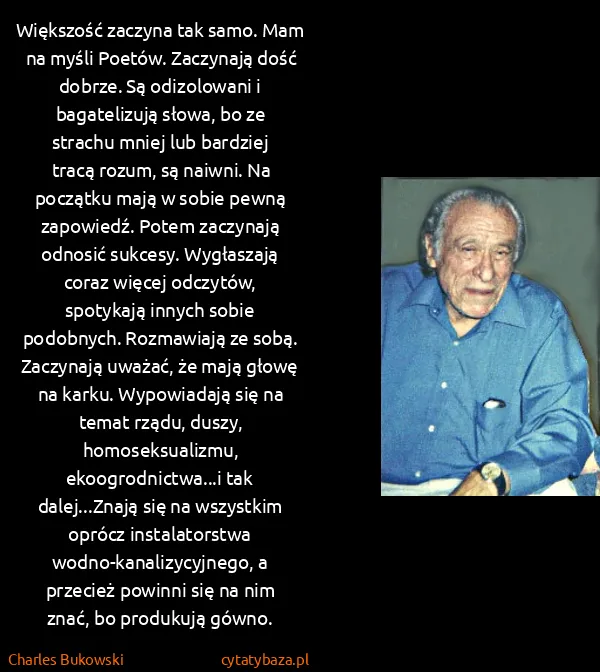Charles Bukowski: Większość zaczyna tak samo. Mam na myśli Poetów....