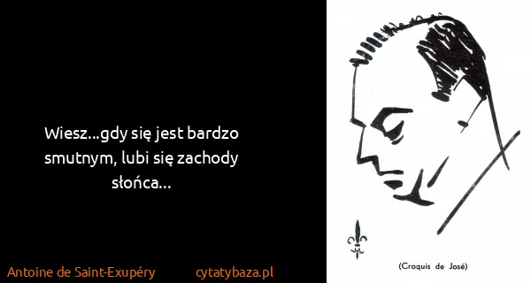 Antoine de Saint-Exupéry: Wiesz...gdy się jest bardzo smutnym, lubi się zachody...