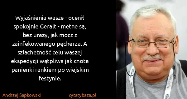 Andrzej Sapkowski: Wyjaśnienia wasze - ocenił spokojnie Geralt - mętne są,...