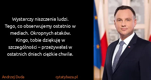Andrzej Duda: Wystarczy niszczenia ludzi. Tego, co obserwujemy...