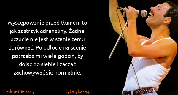 Freddie Mercury: Występowanie przed tłumem to jak zastrzyk adrenaliny....