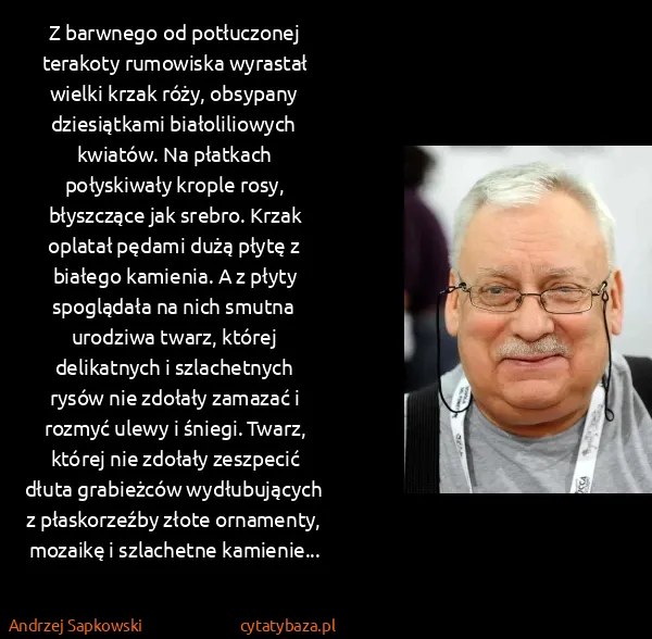 Andrzej Sapkowski: Z barwnego od potłuczonej terakoty rumowiska wyrastał...