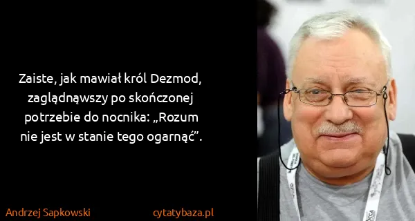 Andrzej Sapkowski: Zaiste, jak mawiał król Dezmod, zaglądnąwszy po...