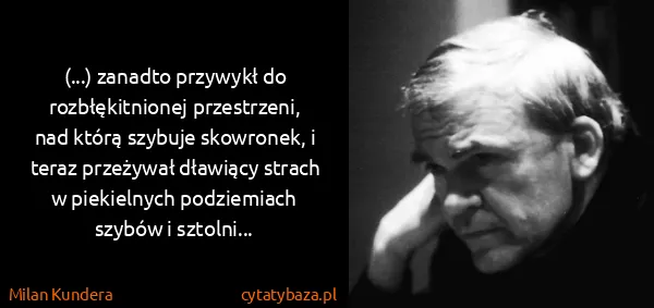 Milan Kundera: (...) zanadto przywykł do rozbłękitnionej przestrzeni,...