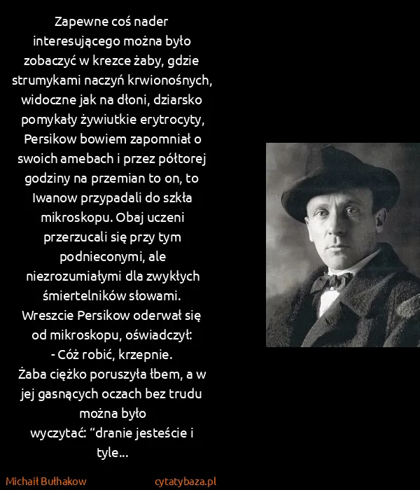 Michaił Bułhakow: Zapewne coś nader interesującego można było zobaczyć w...