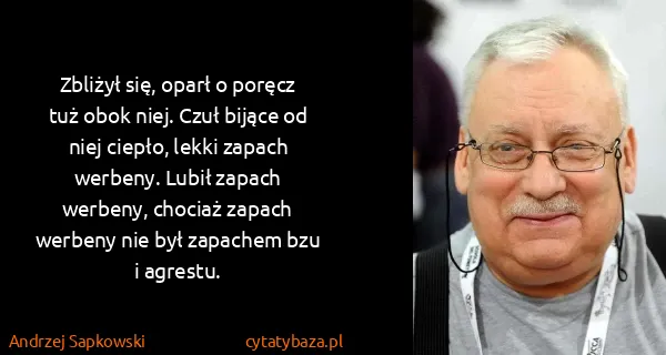 Andrzej Sapkowski: Zbli­żył się, oparł o po­ręcz tuż obok niej. Czuł...