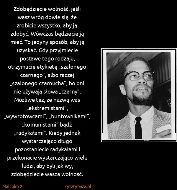 Malcolm X: Zdobędziecie wolność, jeśli wasz wróg dowie się, że...