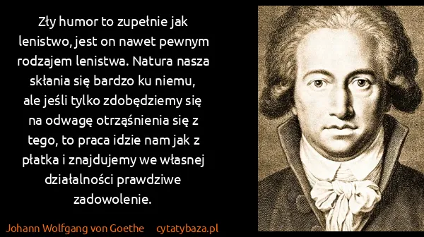 Johann Wolfgang von Goethe: Zły humor to zupełnie jak lenistwo, jest on nawet pewnym...