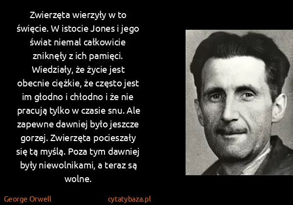 George Orwell: Zwierzęta wierzyły w to święcie. W istocie Jones i jego... George Orwell: Zwierzęta wierzyły w to święcie. W istocie Jones i jego...